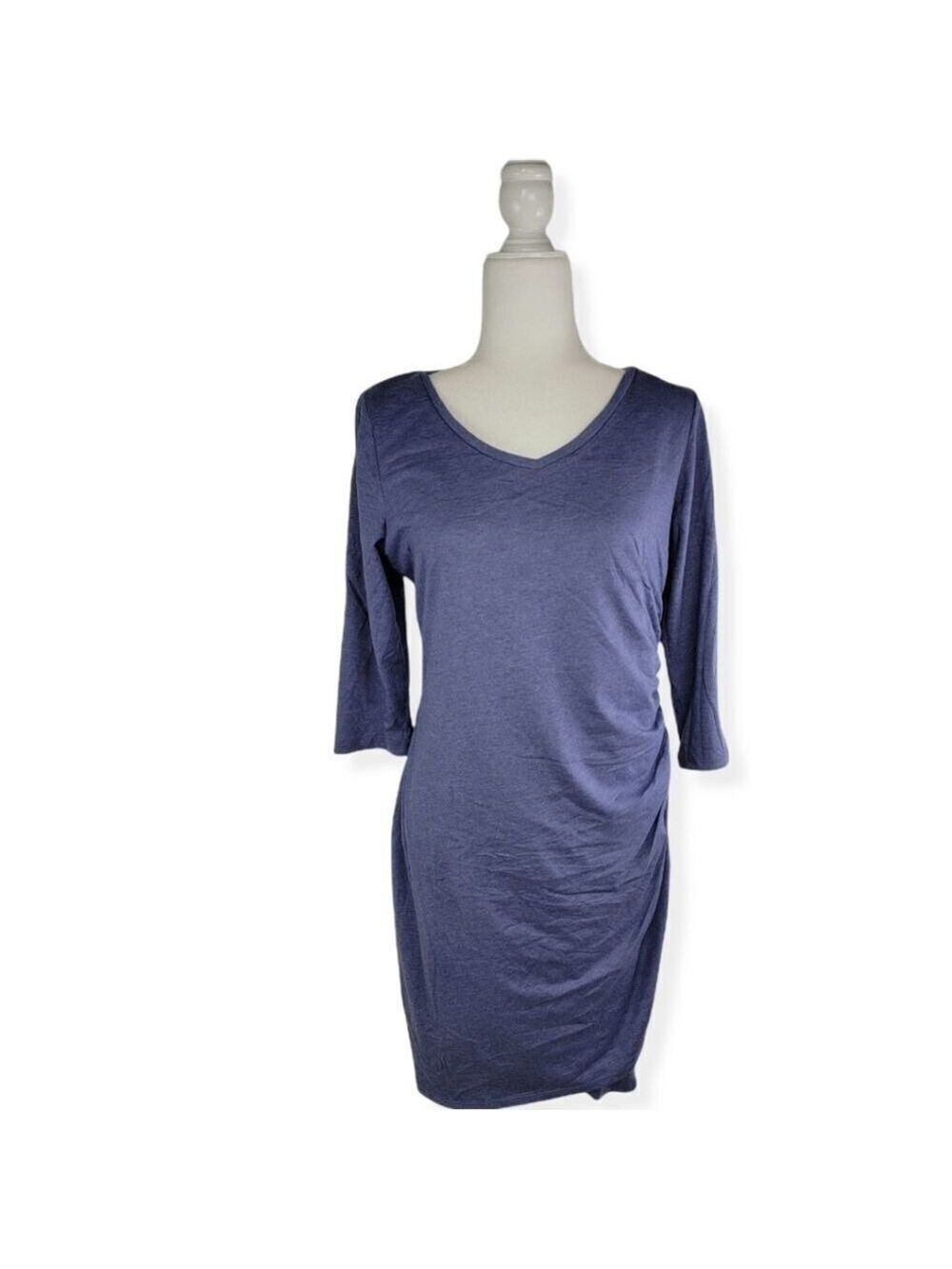 Scarlett Blue V Neck Casual Dress Ruched Side Large NWT
